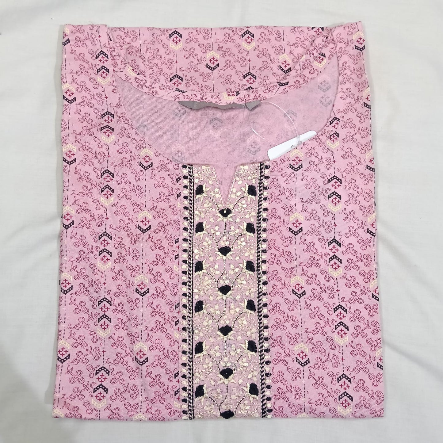 Avaasa Reyon Emb Neck Design Side Open Top Baby Pink