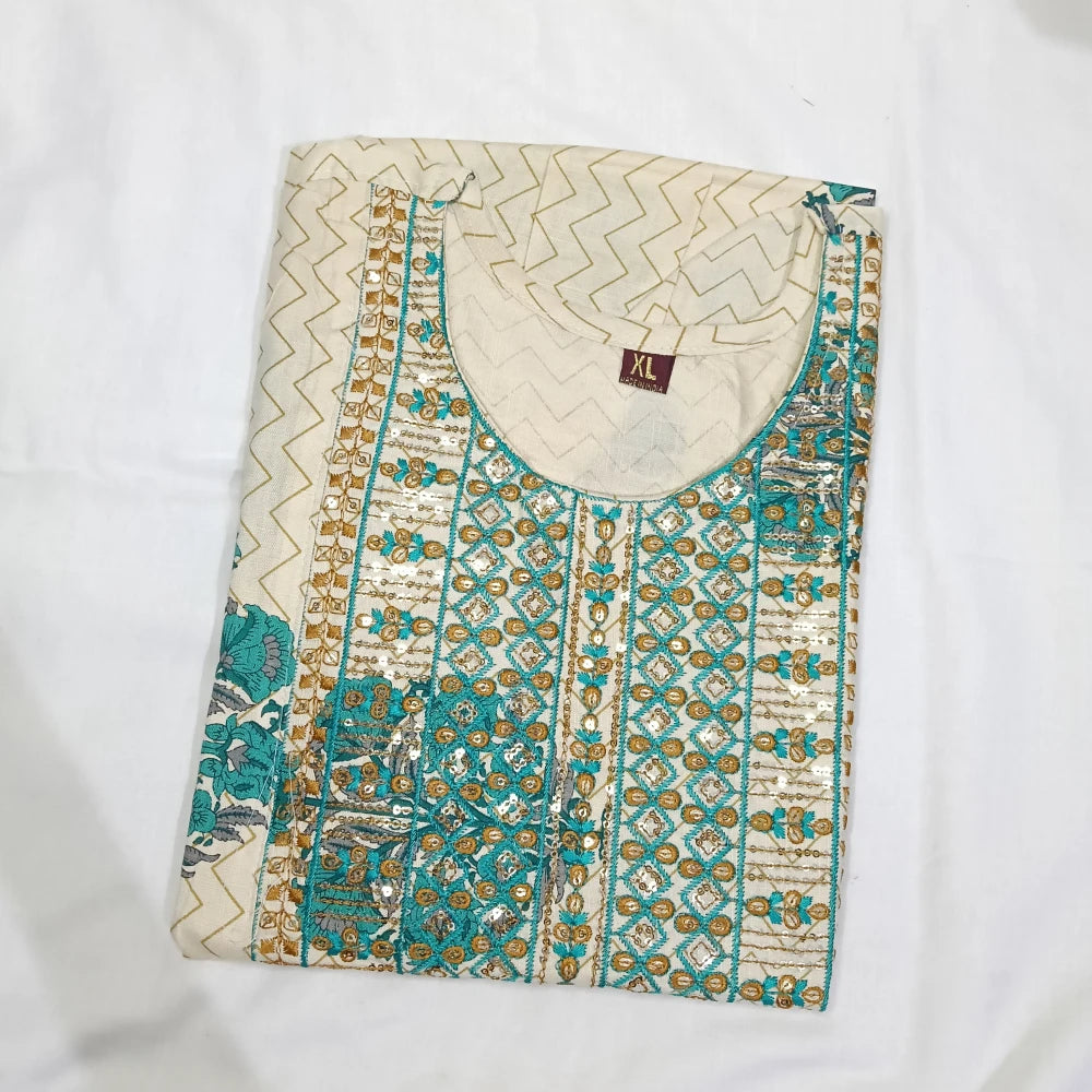 Neck Embroidery Umbrella Top Sandal & Rama Green