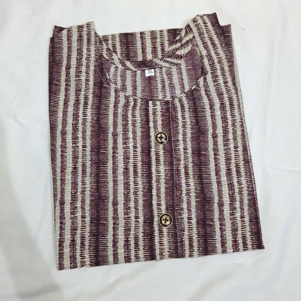 Soft Cotton Floral Design Side Open Top Brown & White