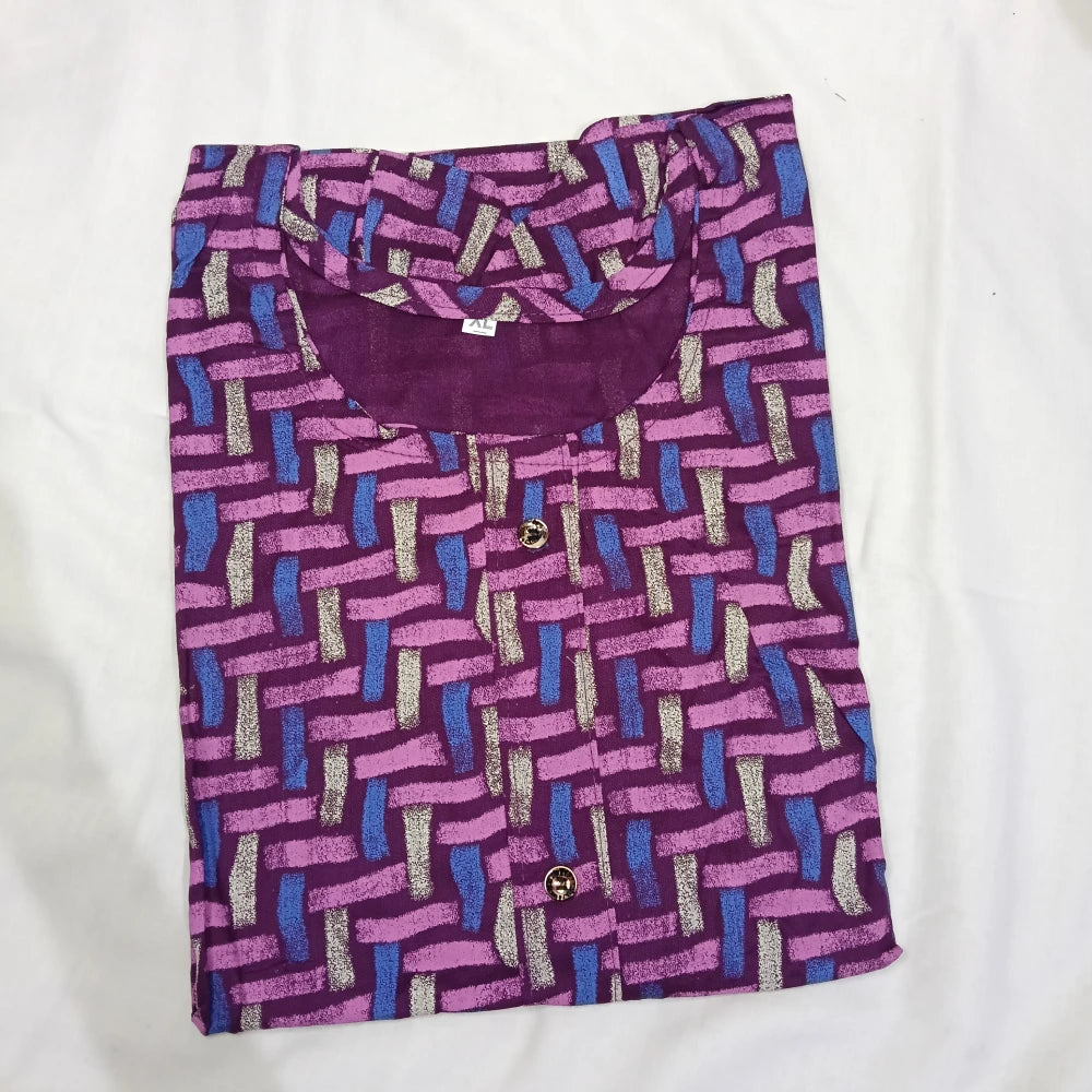 Striped Design Side Open Top Violet & Blue