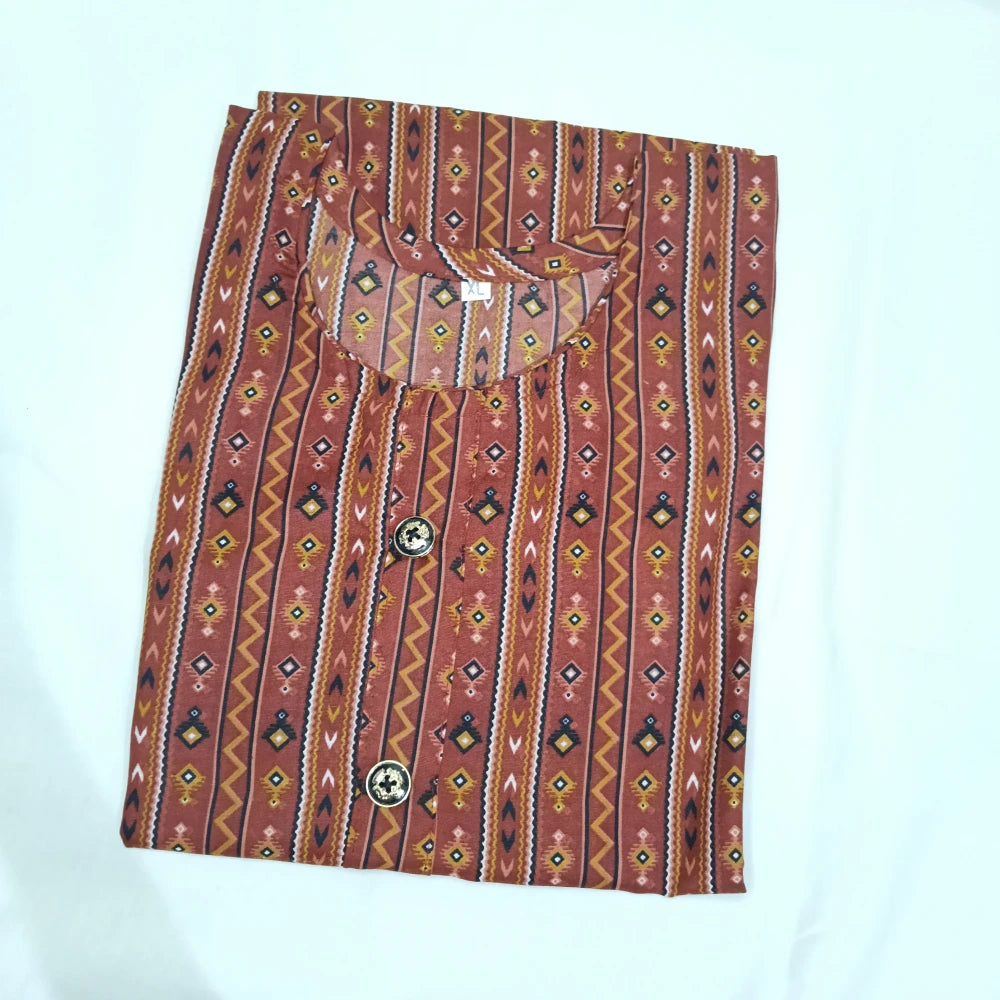 Soft Cotton Floral Design Side Open Top Dark Brown