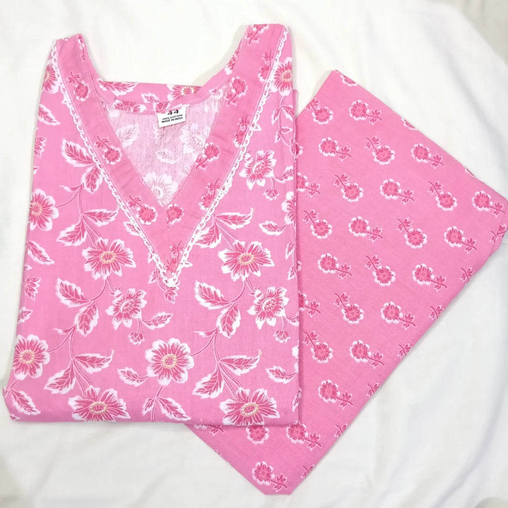 Jaipur Cotton Floral Design Pink & White